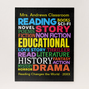 Puzzle Love Reading Books - Genre Word Art