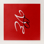 Puzzle Love Rouge Blanc Noir Couleur Script Calligraphie (Horizontal)