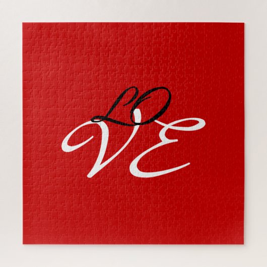 Puzzle Love Rouge Blanc Noir Couleur Script Calligraphie (Vertical)