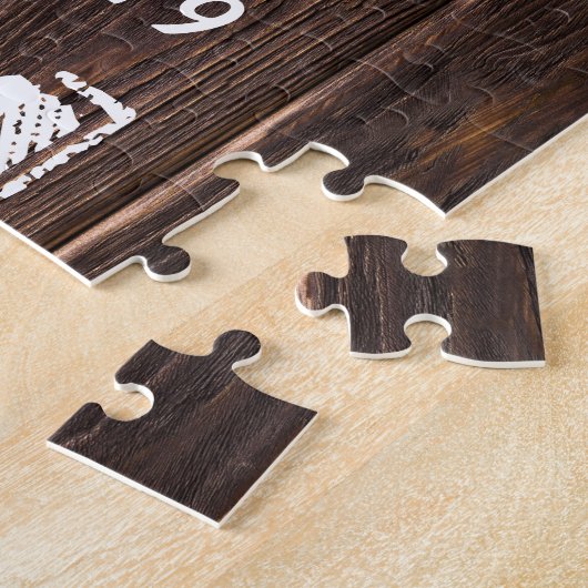 Puzzle Love Rustic Woodland Photo Heart Frame monogram (Côté)