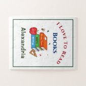 Puzzle Love To Read Books Reader Lecture Personnaliser (Horizontal)