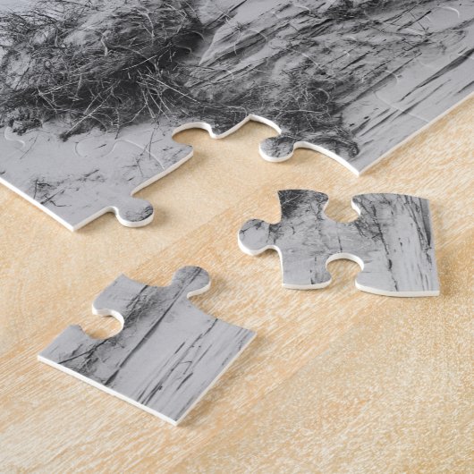 Puzzle Love typographie script noir blanc mariage photo (Côté)