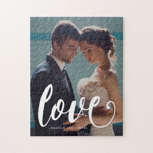 Puzzle Love Typography Photo and Names (Vertical)