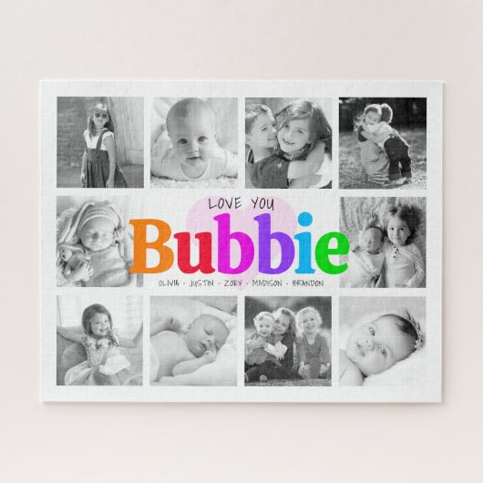 Puzzle Love You Bubbie Rainbow 10 Photo Collage Moderne (Horizontal)