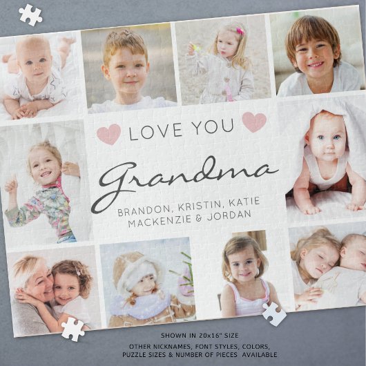 Puzzle Love You Grand-mère ou Nickname 10 Photo Collage