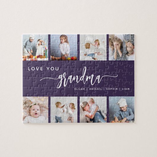 Puzzle Love You Grandma 8 Photo Collage Purple (Horizontal)