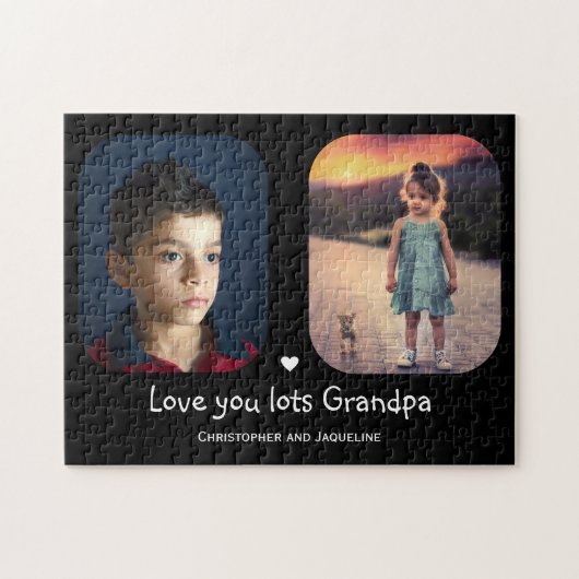 Puzzle Love You Grandpa 2 Photo Texte Modèle Collage (Horizontal)