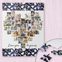 Love you to Pieces Heart Photo Collage Sweetheart