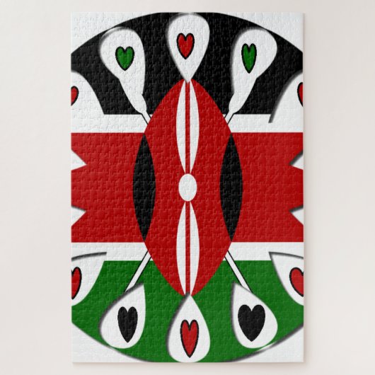 Puzzle Lovely Hearts Kenya : Drapeau Art Motif (Vertical)