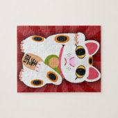 Puzzle Lucky Cat Cute Cartoon Fun Illustration Design (Horizontal)