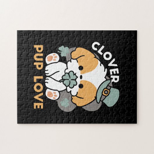 Puzzle Lucky Pup with Clover - St. Patrick's Day Cadeau (Horizontal)