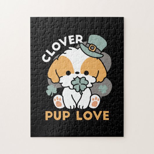 Puzzle Lucky Pup with Clover - St. Patrick's Day Cadeau (Vertical)
