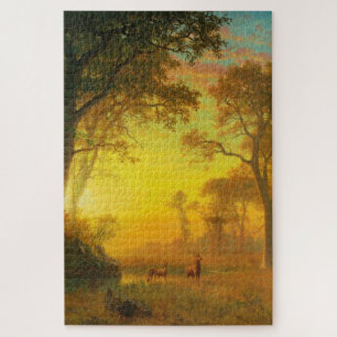 Puzzle Lumière dans la forêt (par Albert Bierstadt)