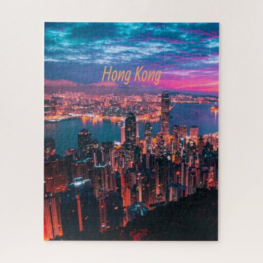 Puzzle Lumière nocturne Skyscrapper de Hong Kong (Vertical)