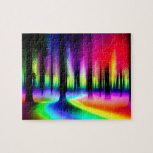 Puzzle Lumières arc-en-ciel colorées Forêt éclairée