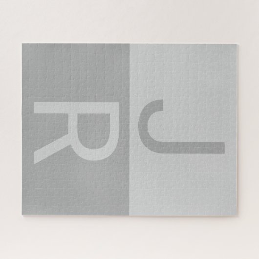 Puzzle Lumineuses Gris & Gris Initiales Modernes Monogram (Horizontal)