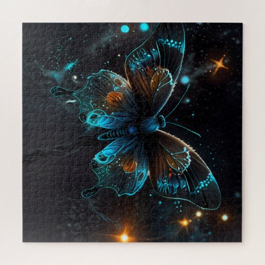 Puzzle Luminosité d'irruption d'un papillon bleu vif (Horizontal)