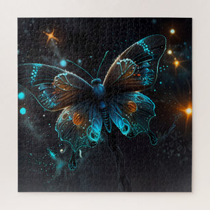 Puzzle Luminosité d'irruption d'un papillon bleu vif