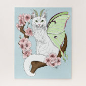 Puzzle Luna Moth Moth Blanc Chat Vert (Vertical)