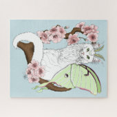 Puzzle Luna Moth Moth Blanc Chat Vert (Horizontal)