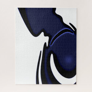 Puzzle Lune bleue : bleu abstrait, blanc et noir
