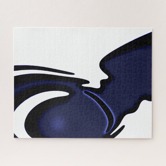 Puzzle Lune bleue : Bleu Abstrait, Blanc & Noir (Horizontal)