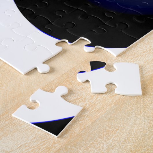 Puzzle Lune bleue : Bleu Abstrait, Blanc & Noir (Côté)