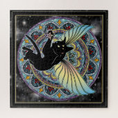 Puzzle Lune de chat cosmique et étoiles (Horizontal)