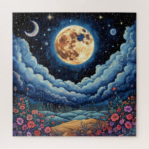 Puzzle Lune et ciel nocturne Espace cosmique relaxant