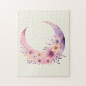 Puzzle Lune rose Croissant avec de jolies fleurs (Vertical)