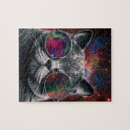 Puzzle Lunettes de port de chat de l'espace devant la (Horizontal)