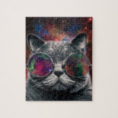 Puzzle Lunettes de port de chat de l'espace devant la (Vertical)
