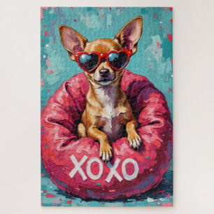 Puzzle Lunettes de soleil cœur Pop Art Chihuahua pour la