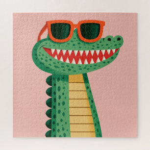 Puzzle Lunettes de soleil de crocodile drôle Mignon anima