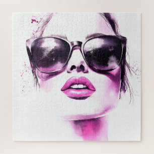Puzzle Lunettes de soleil femme de mode à l'aquarelle ros
