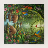 Puzzle Lush rainforest scene teeming with capybaras (Horizontal)