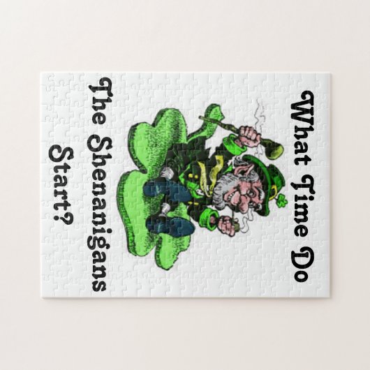 Puzzle Lutin se reposant sur un shamrock (Horizontal)