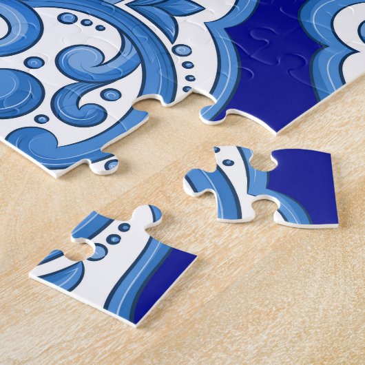 Puzzle Luxe blanc-bleu, ornement turc. (Côté)