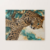 Puzzle Luxueux Léopard Turquoise et Or (Horizontal)