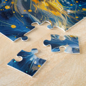 Puzzle lynx bobcat baigné de lumière néon jaune bleu (Côté)
