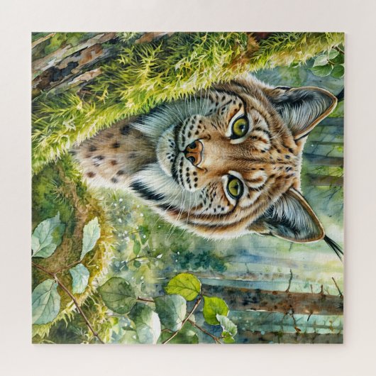 Puzzle Lynx dans la forêt verte luxuriante (Horizontal)