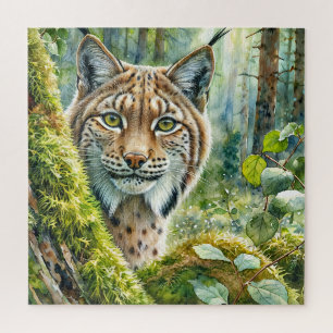 Puzzle Lynx dans la forêt verte luxuriante