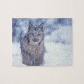 Puzzle Lynx dans la neige dans les contreforts (Horizontal)