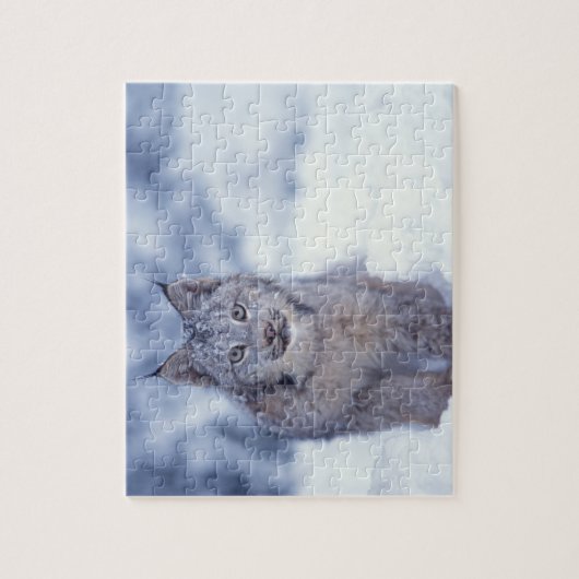 Puzzle Lynx dans la neige dans les contreforts (Vertical)