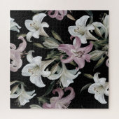 Puzzle Lys, blanc rose, motifs floraux. (Horizontal)