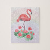 Puzzle Lys d'aquarelle rose Flamant rose (Vertical)