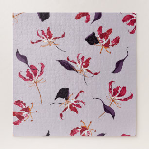 Puzzle Lys flamme florissante : Motif de jardin fleuri.