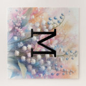 Puzzle Lys monogramme floral de l'aquarelle de la vallée (Horizontal)