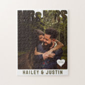 Puzzle M. et Mme Photo Bloc Cœur Anniversaire Nom (Vertical)