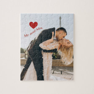 Puzzle M. et Mme Photo personnalisée Coeur étincelant rou